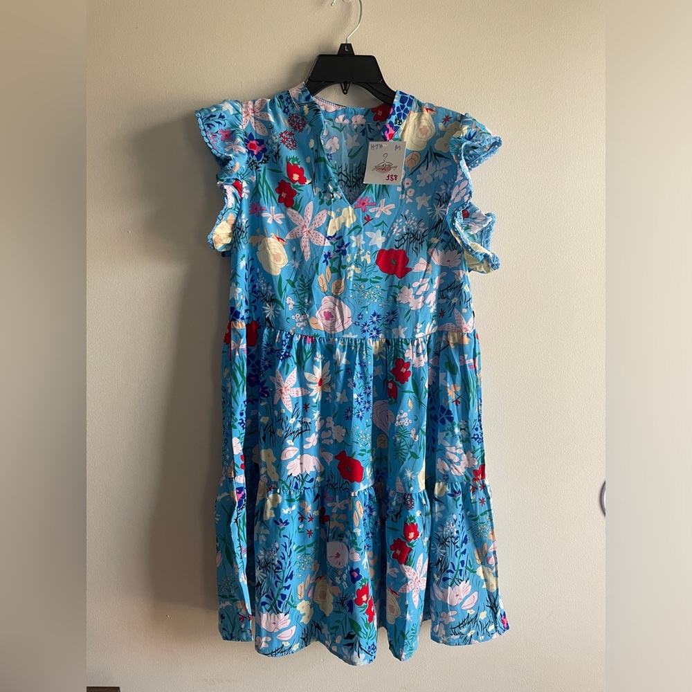 Hers2Hang Sunmer Spring Short Sleeve Floral NEW with Tags Medium Mini Dress